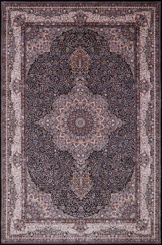 فرش مودال سلاطین رنگ مشکی از کالکشن قم